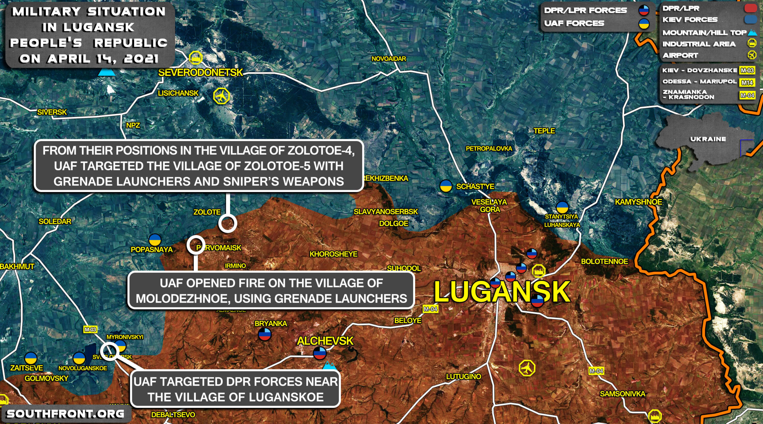 Military Situation In Lugansk People's Republic On April 14, 2021 (Map Update)