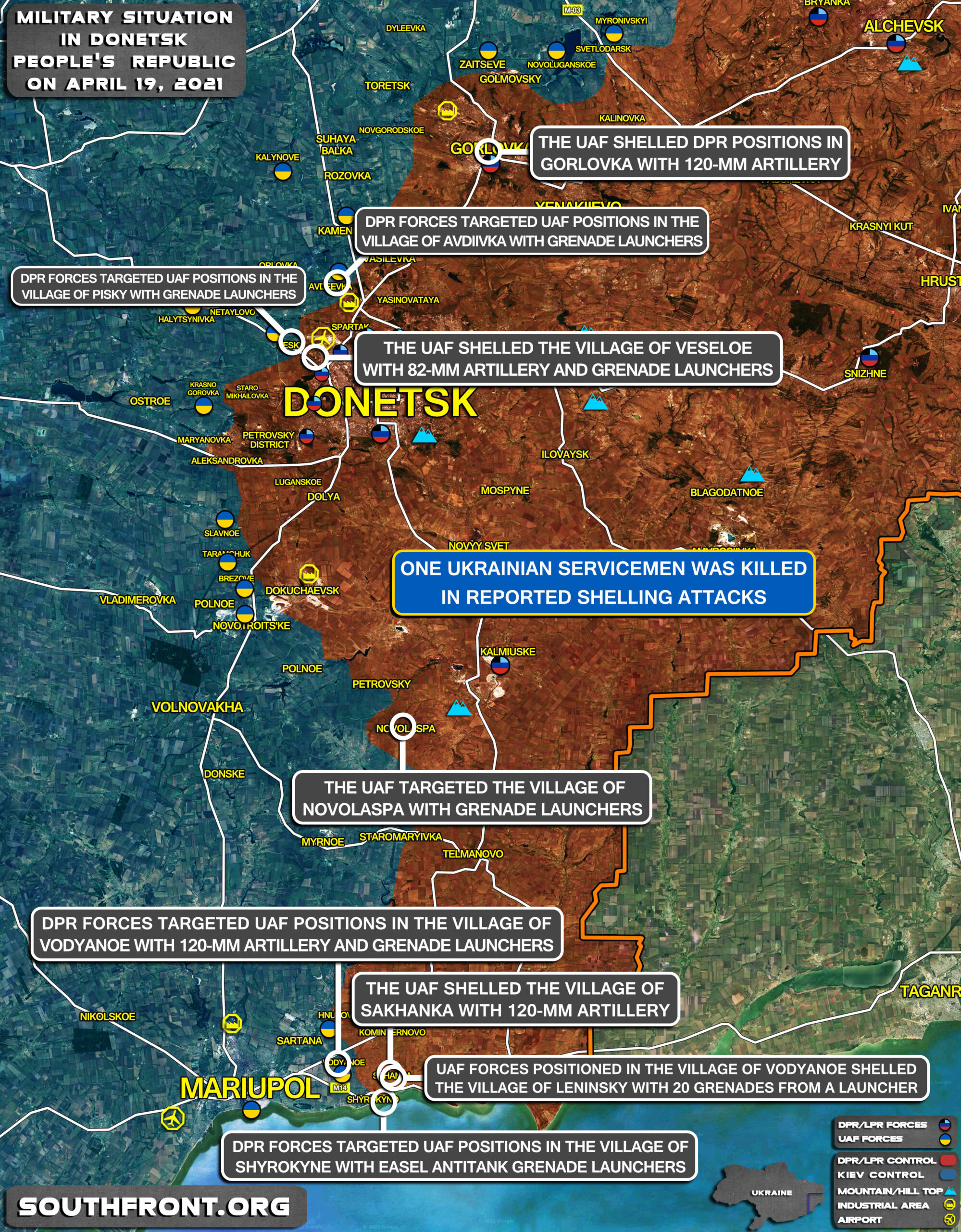 Military Situation In Donetsk People’s Republic On April 19, 2021 (Map Update)
