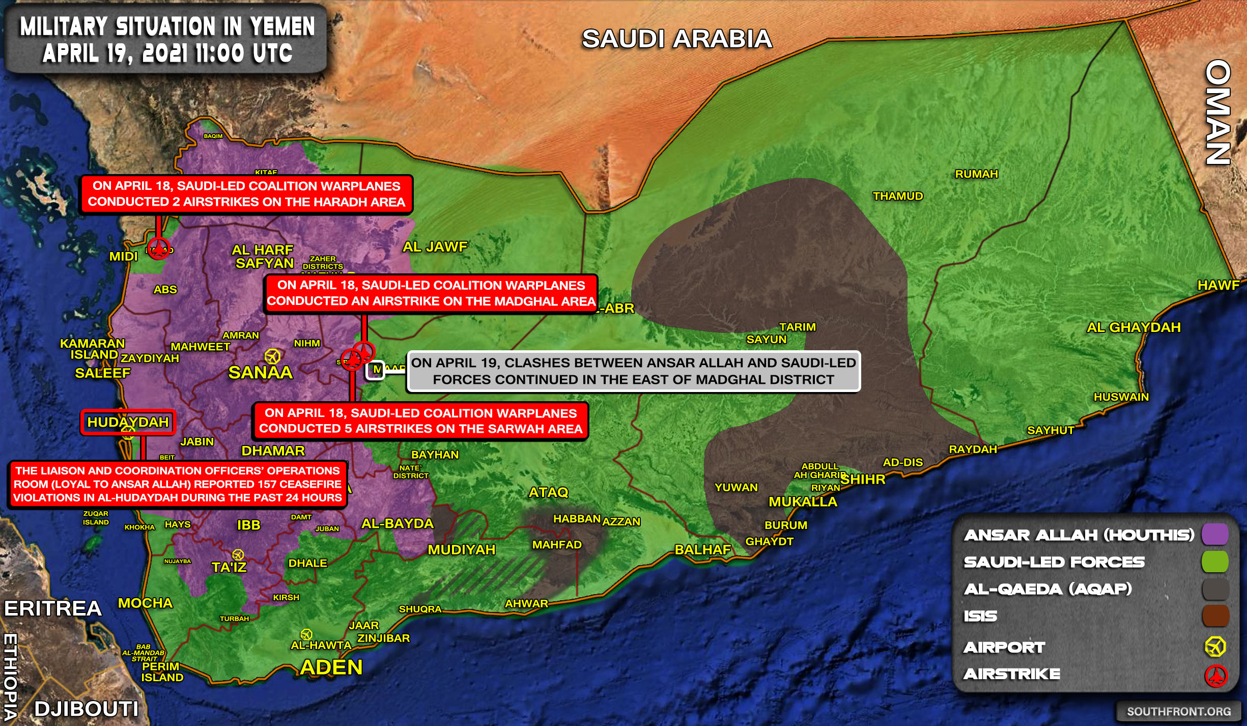 Military Situation In Yemen On April 19, 2021 (Map Update)