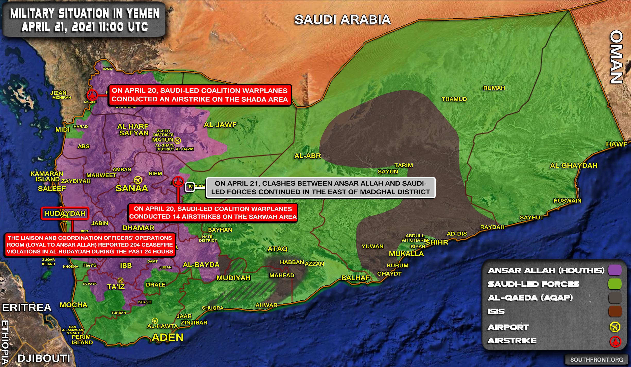 Military Situation In Yemen On April 21, 2021 (Map Update)