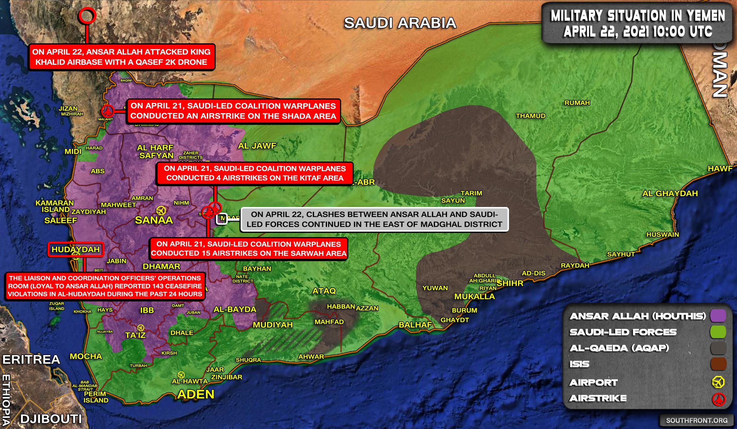 Military Situation In Yemen On April 22, 2021 (Map Update)
