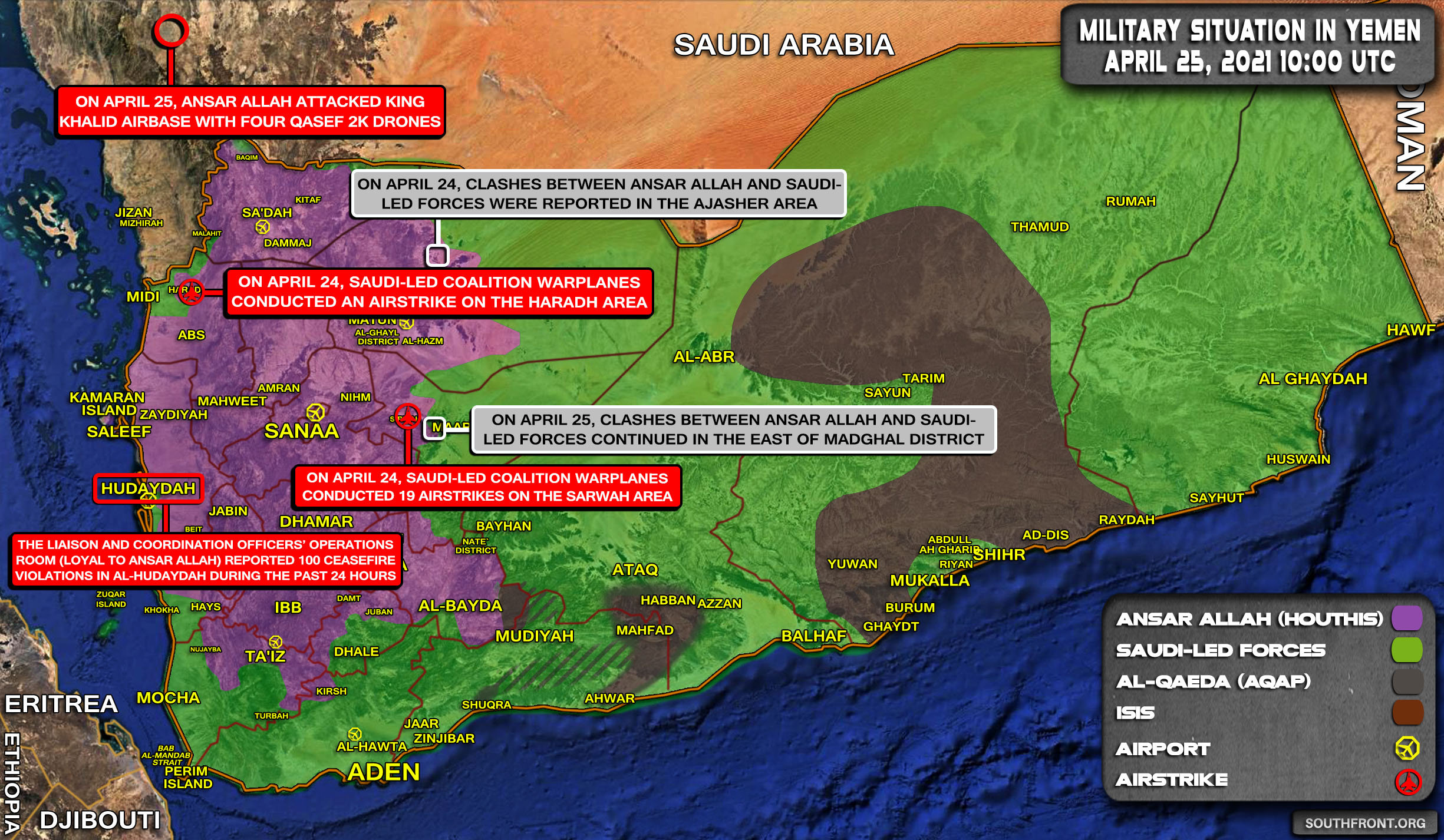 Military Situation In Yemen On April 25, 2021 (Map Update)