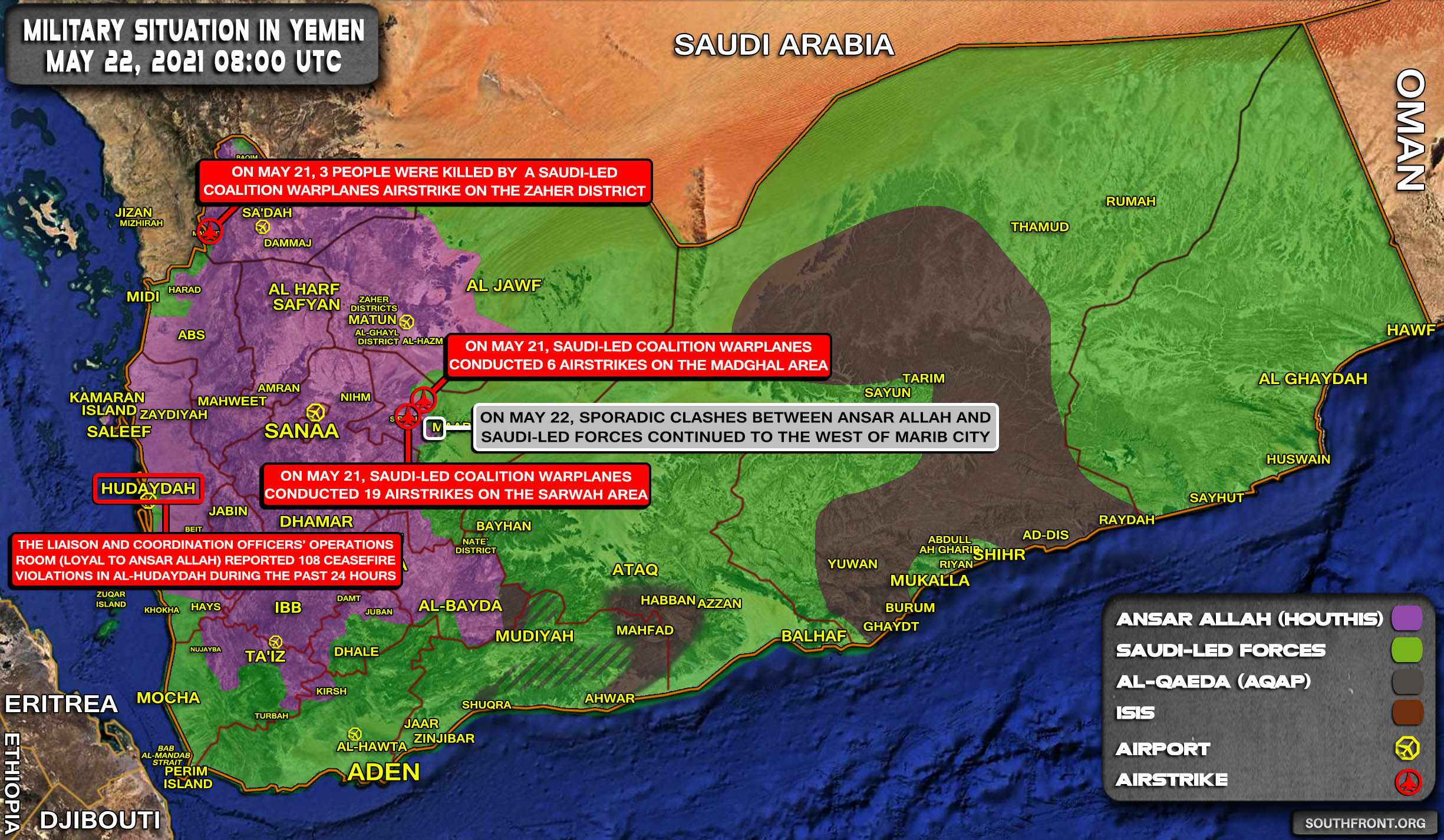 Military Situation In Yemen On May 22, 2021 (Map Update)