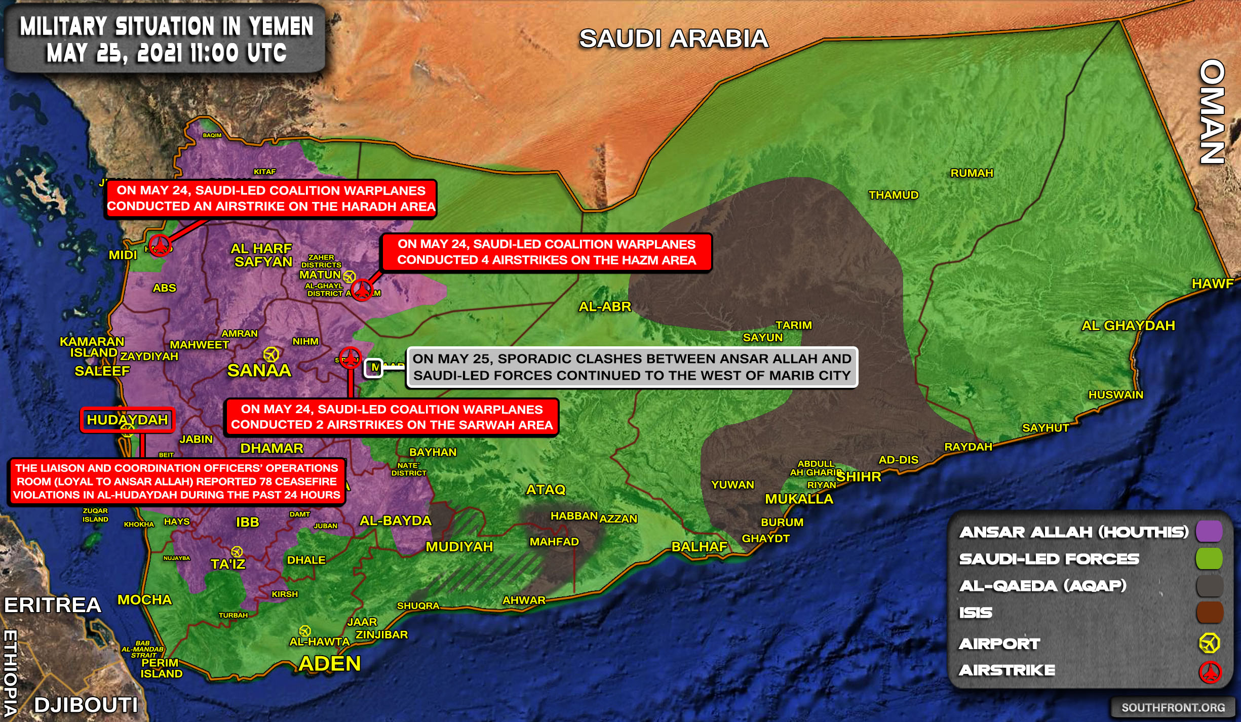 Military Situation In Yemen On May 25, 2021 (Map Update)