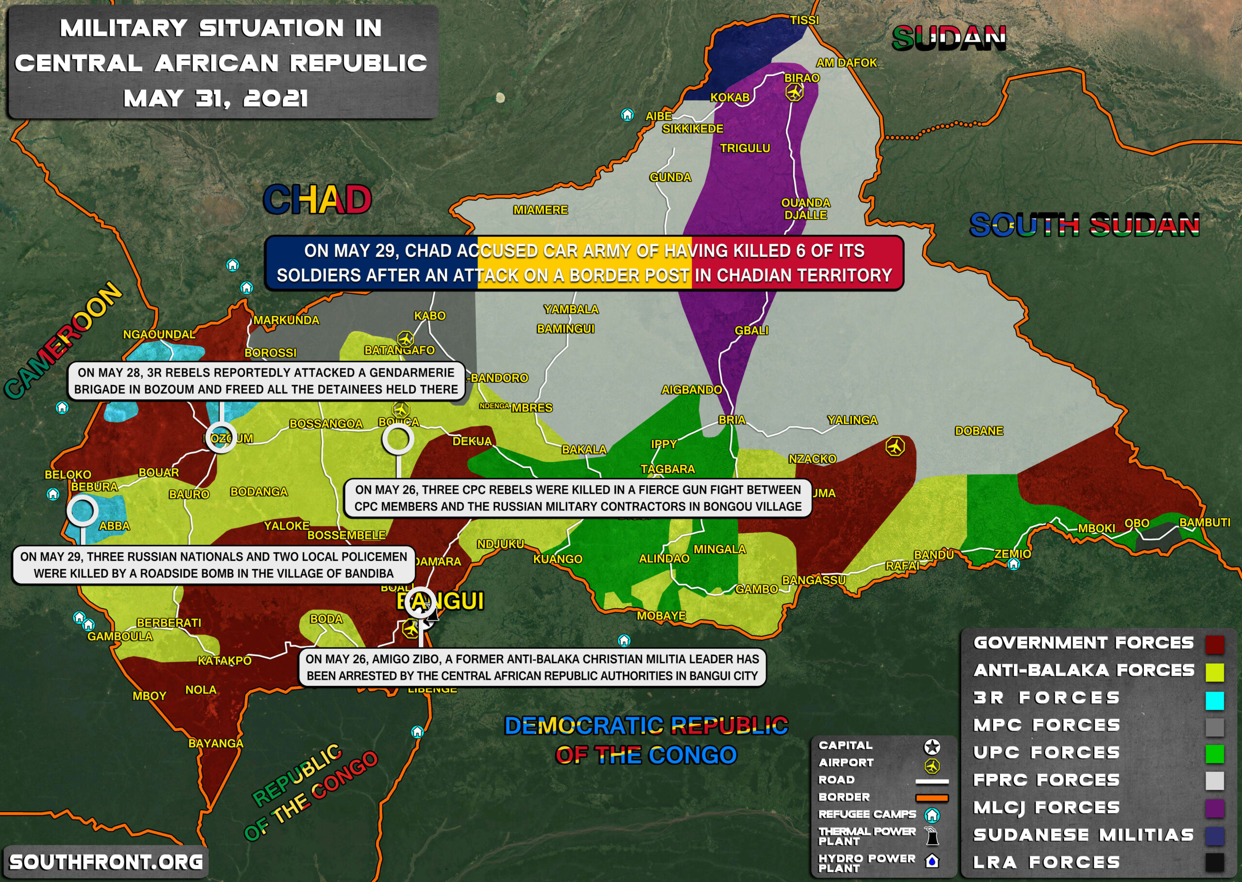 Military Situation In CAR On May 31, 2021 (Map Update)