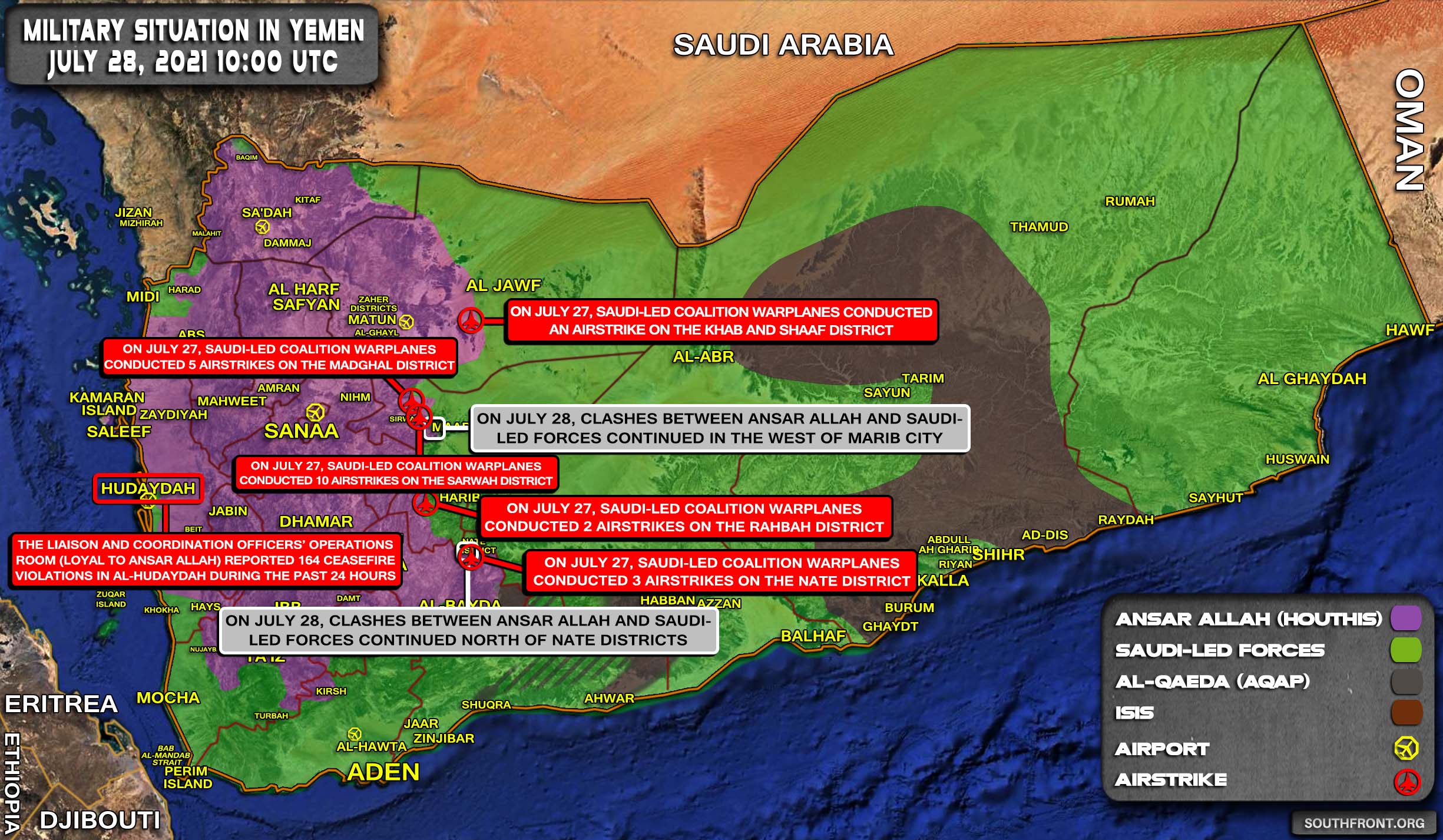 Military Situation In Yemen On July 28, 2021 (Map Update)