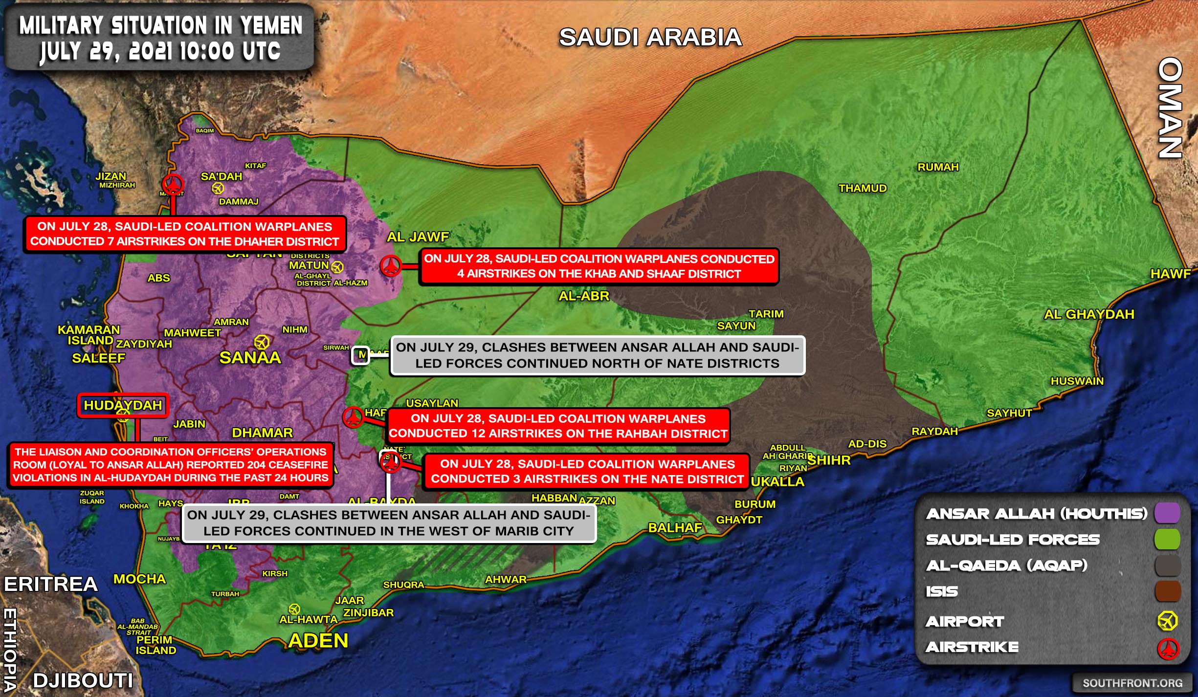 Military Situation In Yemen On July 29, 2021 (Map Update)