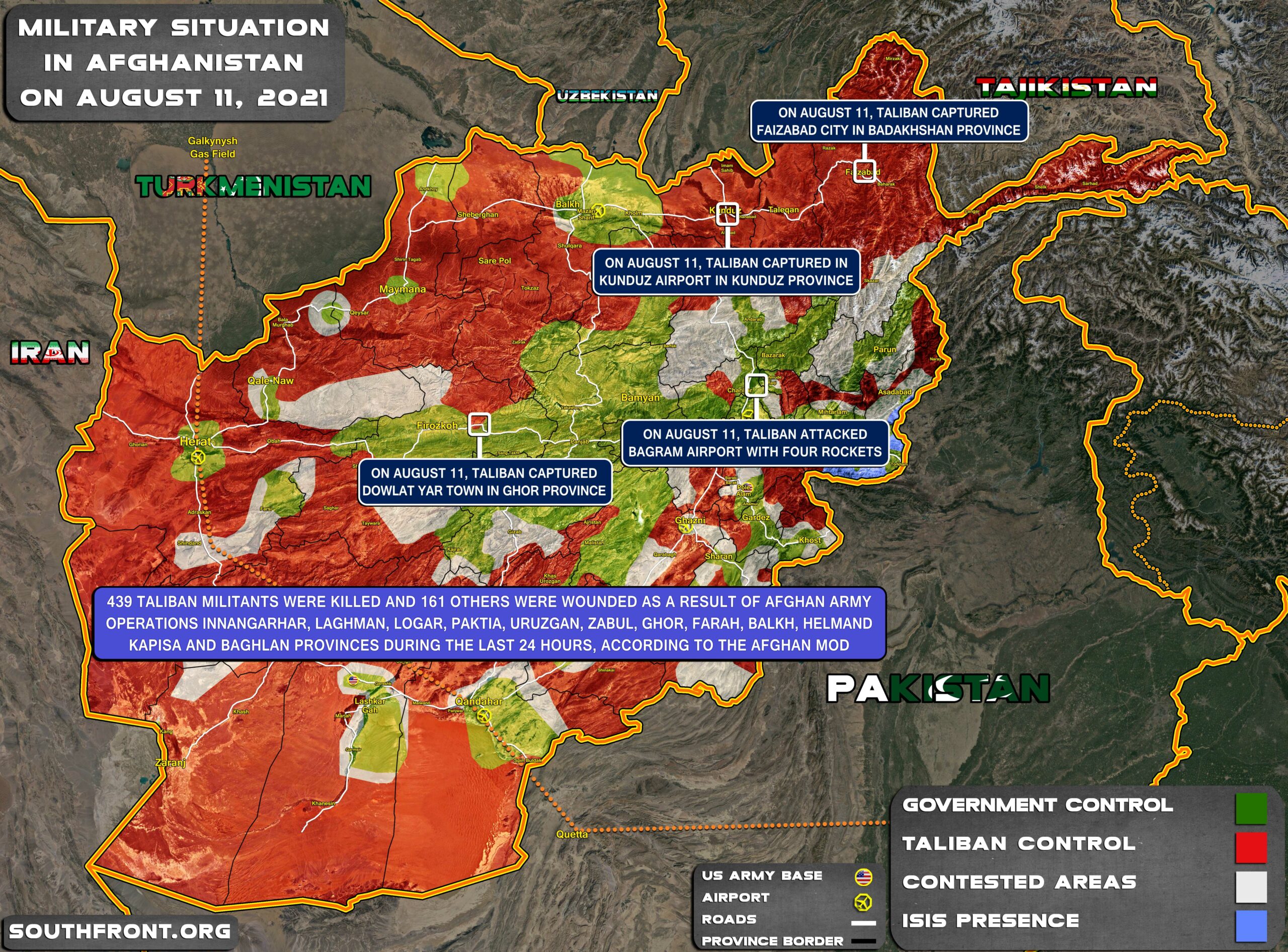 Military Situation In Afghanistan On August 11, 2021 (Map Update)