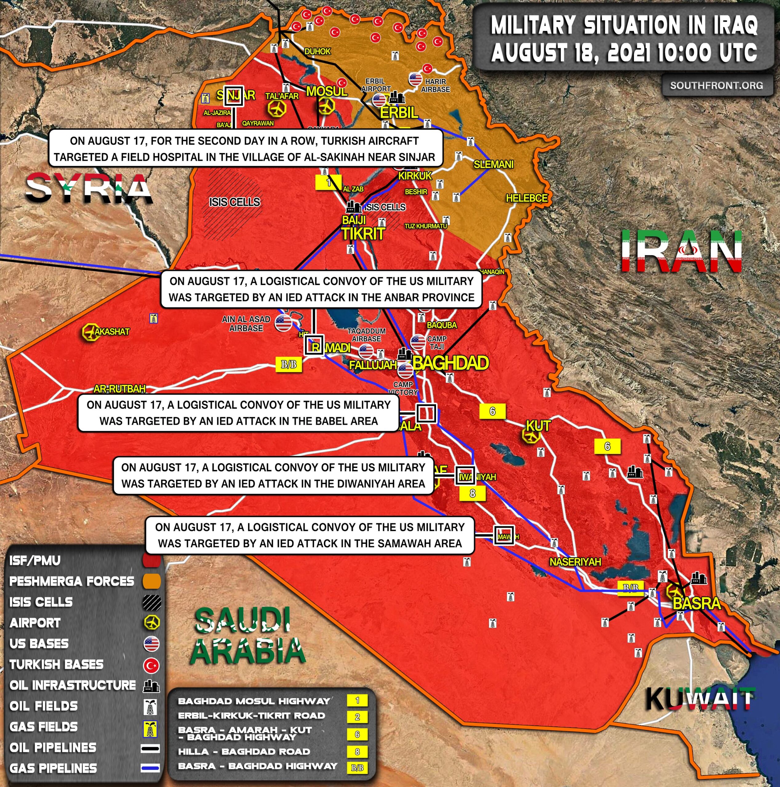 Military Situation In Iraq On August 18, 2021 (Map Update)