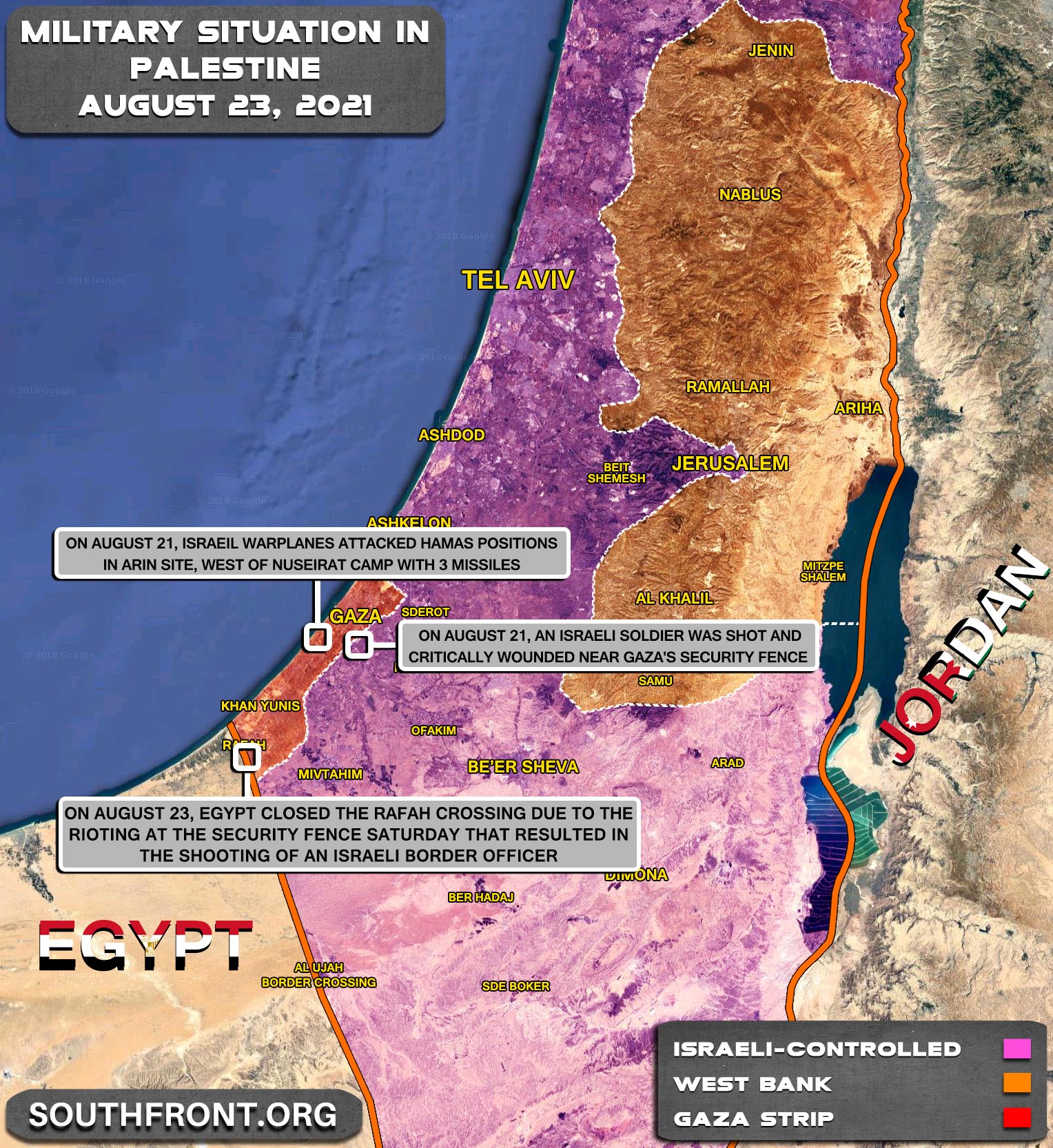 Military Situation In The West Bank and Gaza Strip On August 23, 2021 (Map Update)