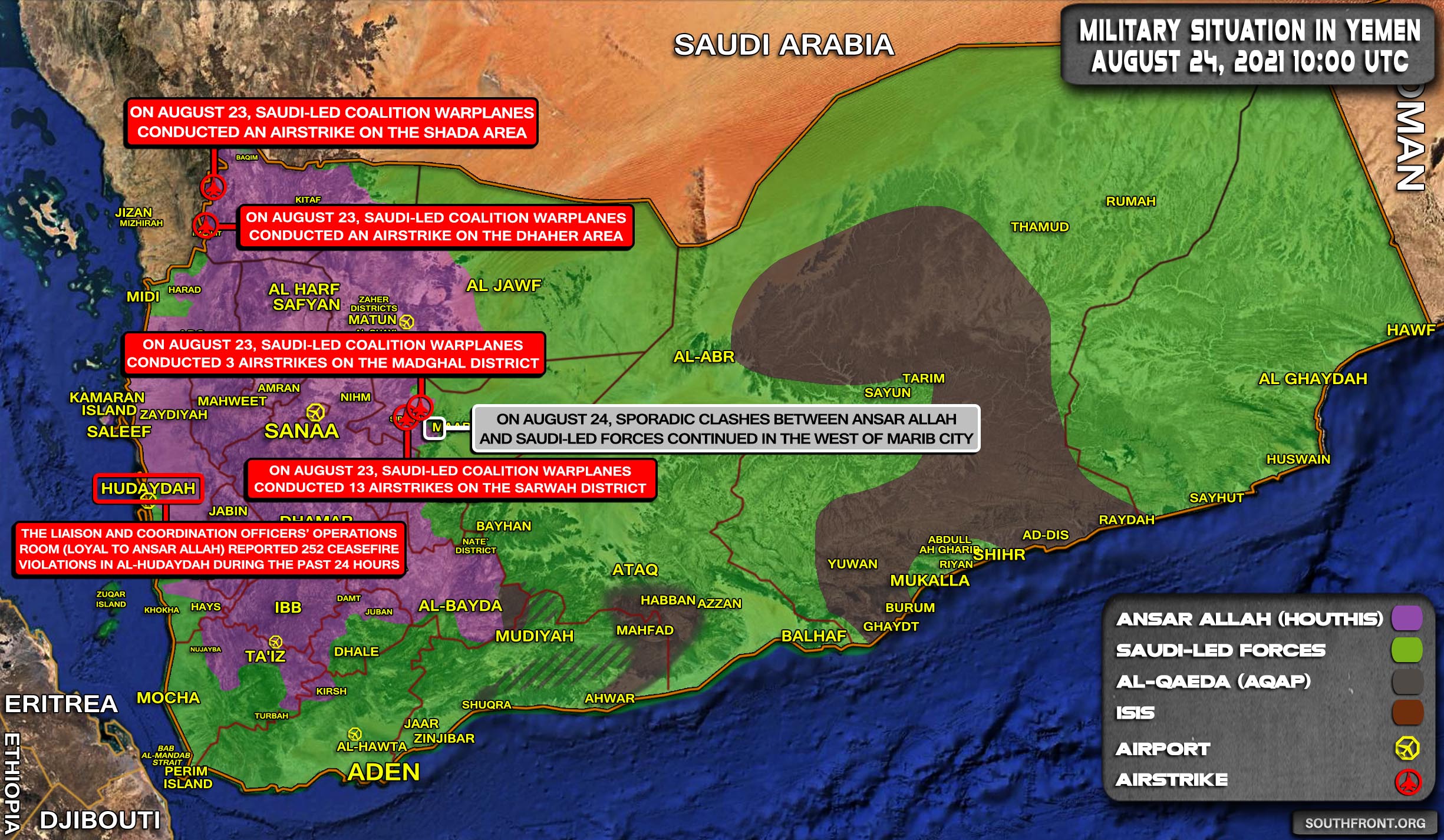 Military Situation In Yemen On August 24, 2021 (Map Update)