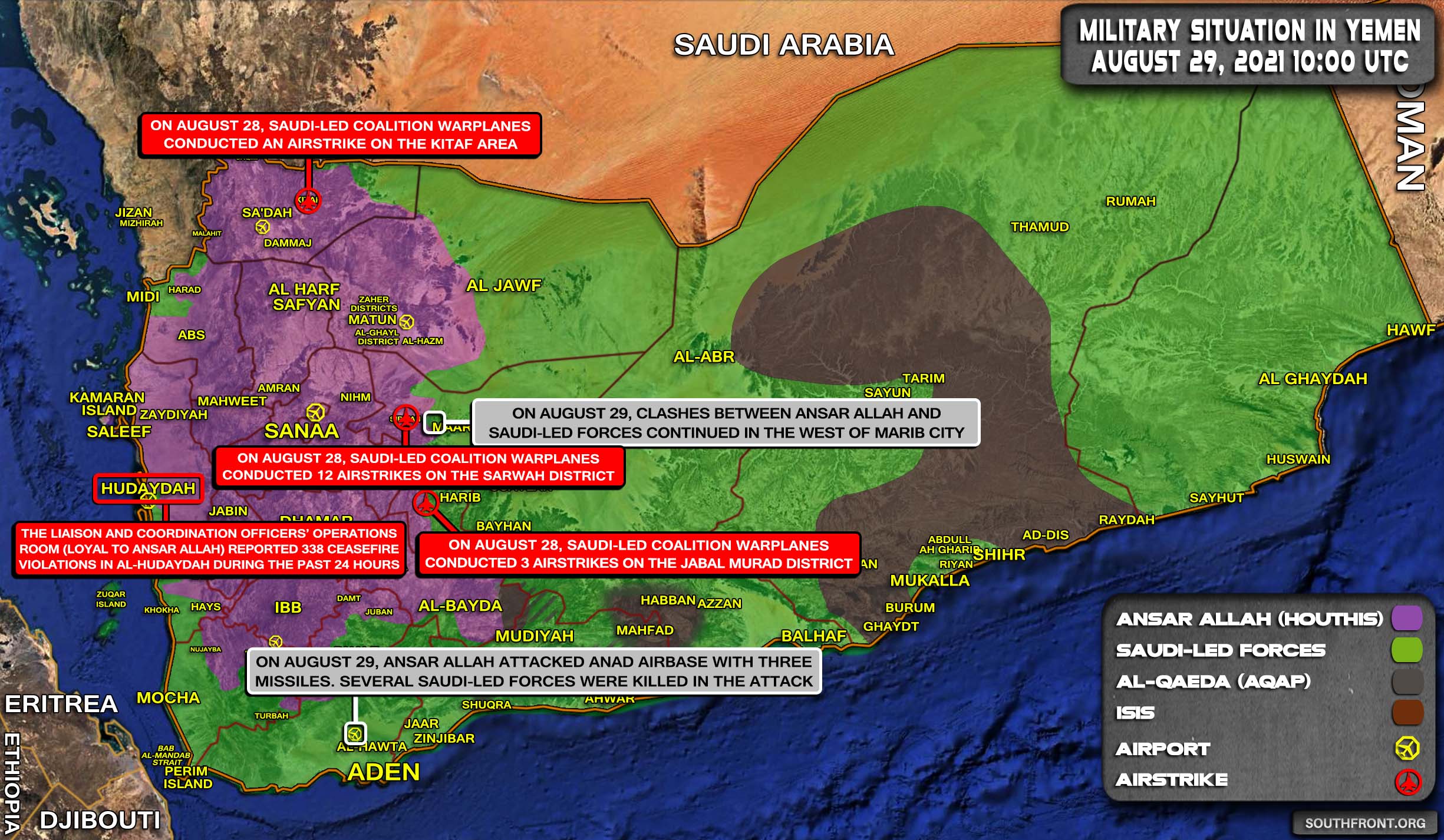 Military Situation In Yemen On August 29, 2021 (Map Update)