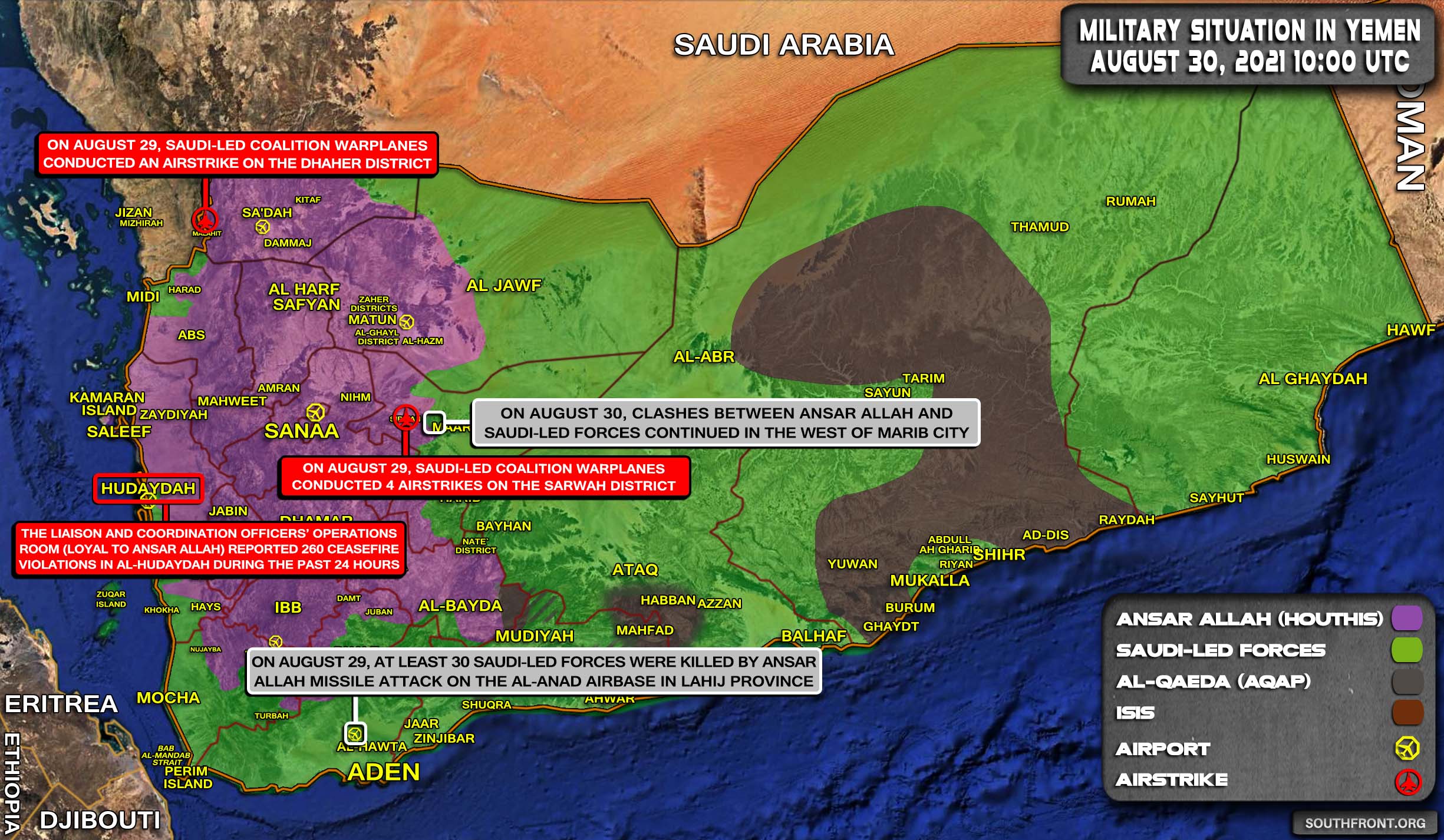 Military Situation In Yemen On August 30, 2021 (Map Update)
