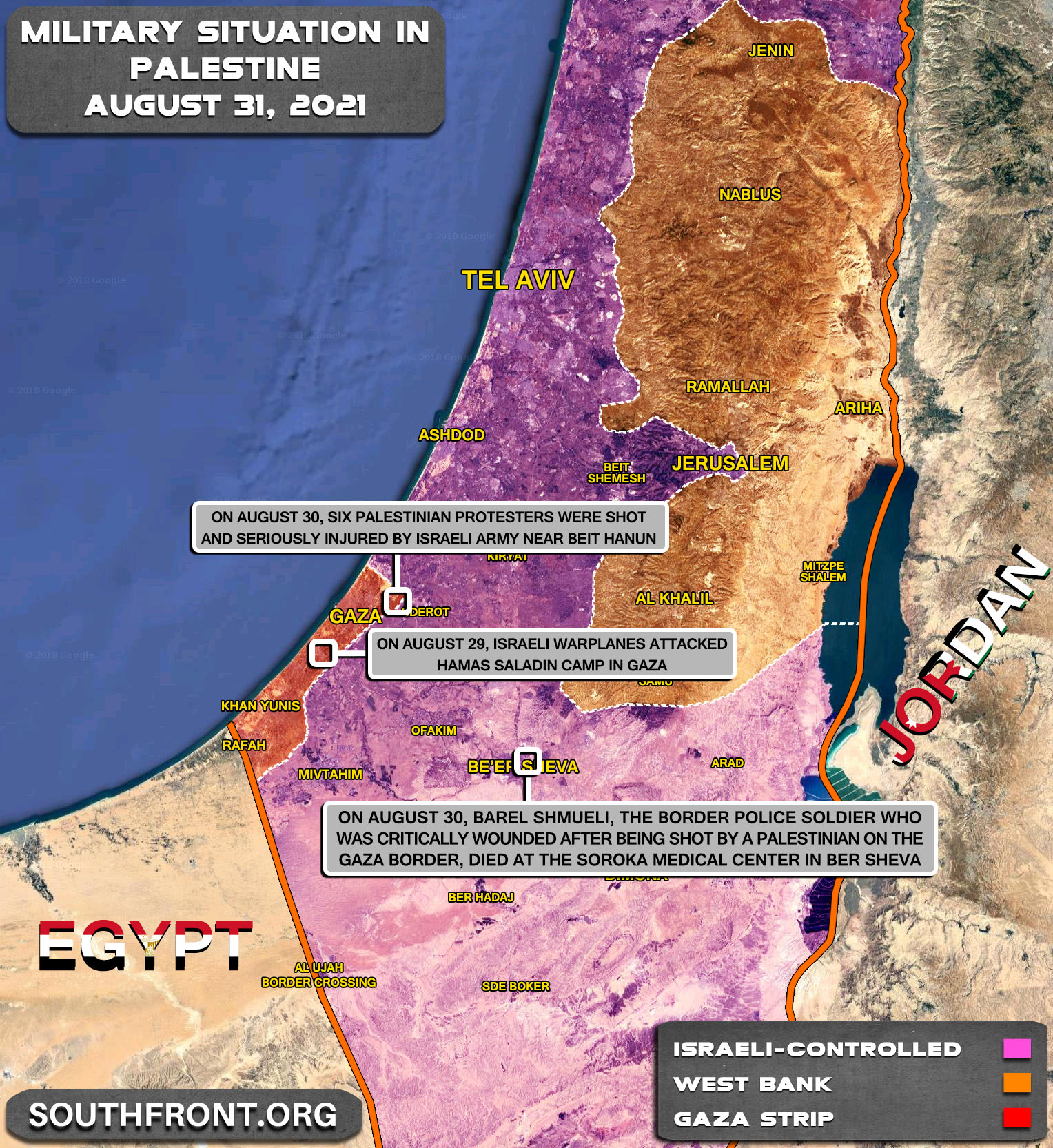 Military Situation In The West Bank and Gaza Strip On August 31, 2021 (Map Update)