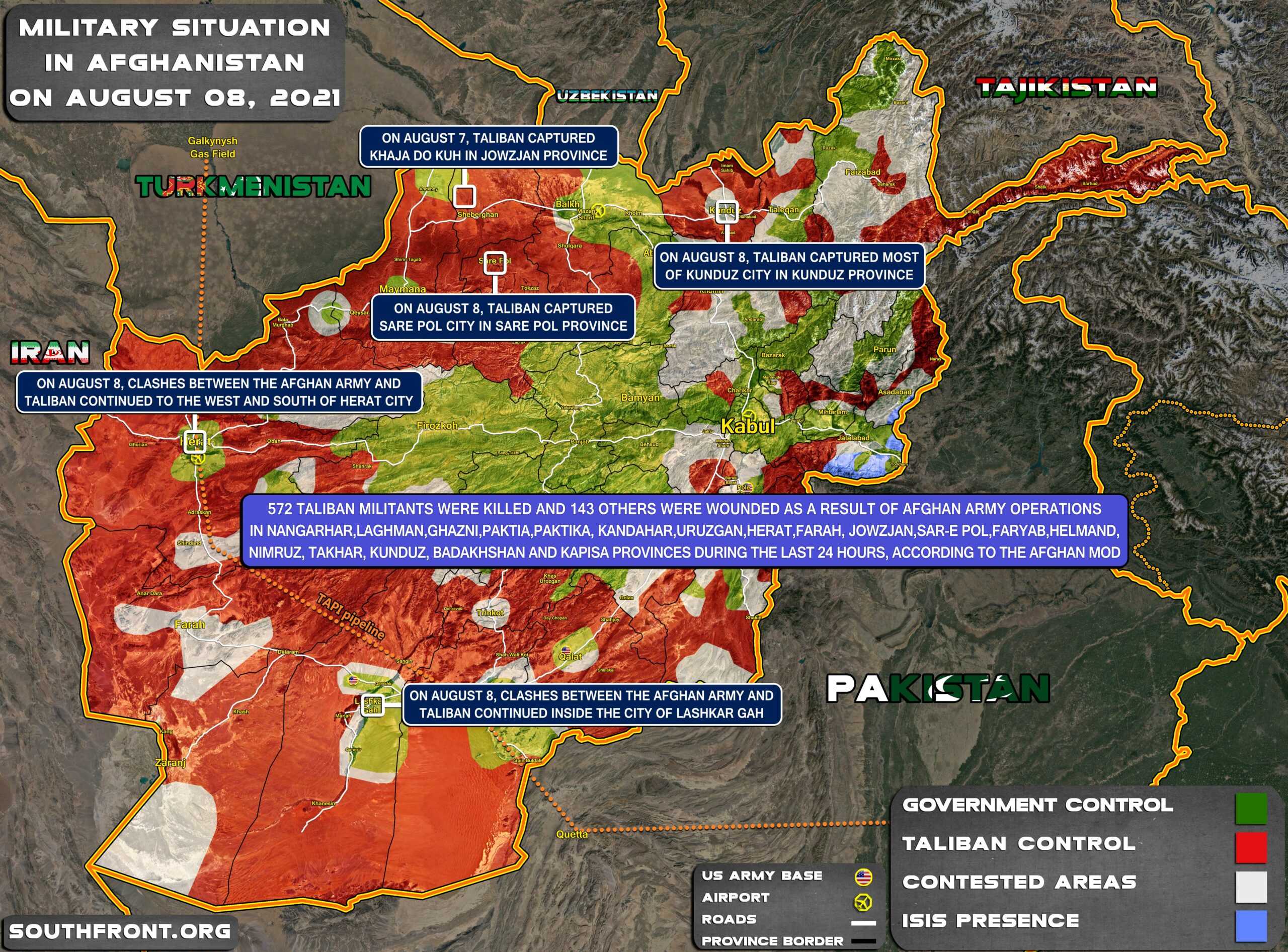 Military Situation In Afghanistan On August 8, 2021 (Map Update)