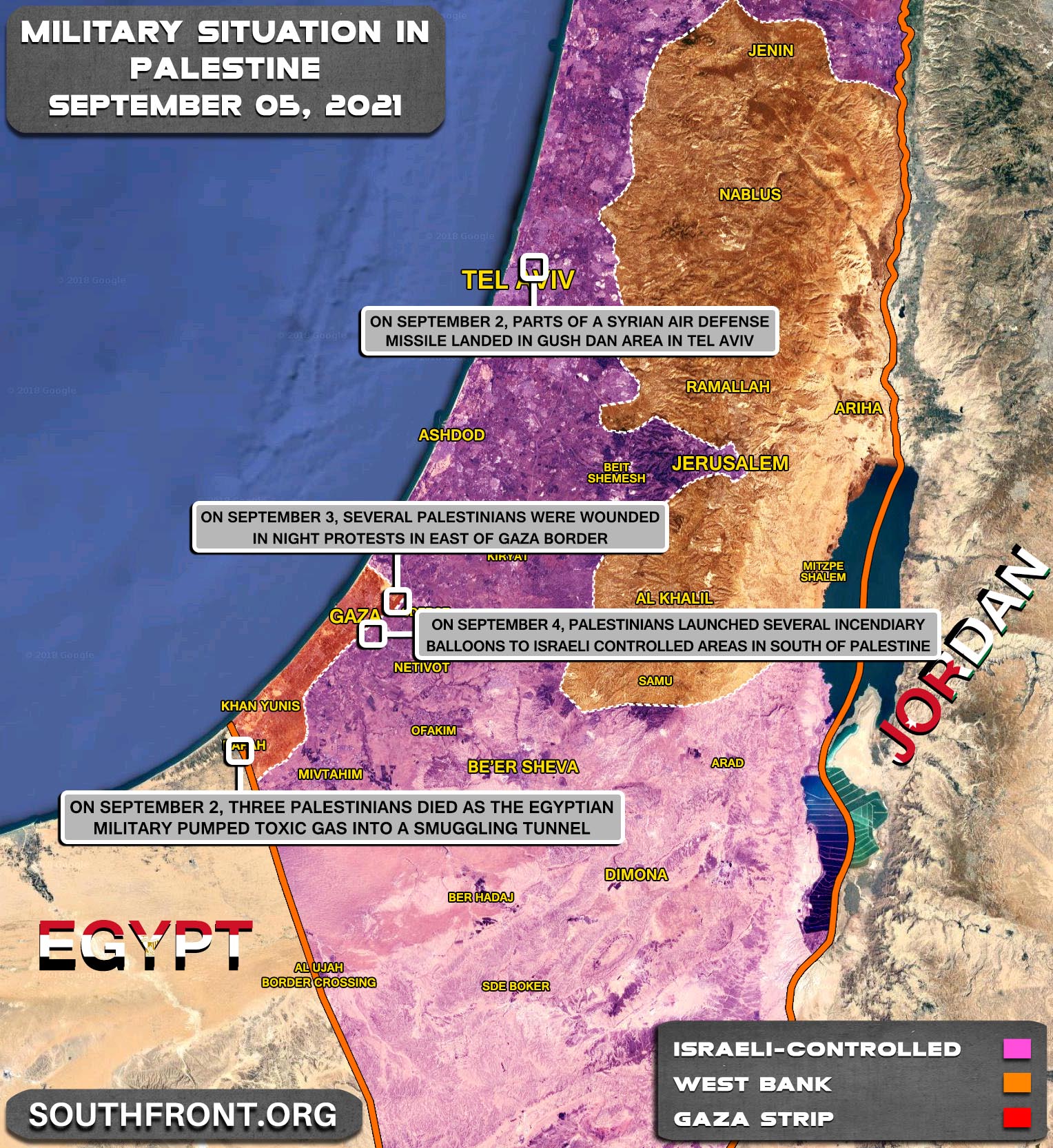 Military Situation In The West Bank and Gaza Strip On September 5, 2021 (Map Update)