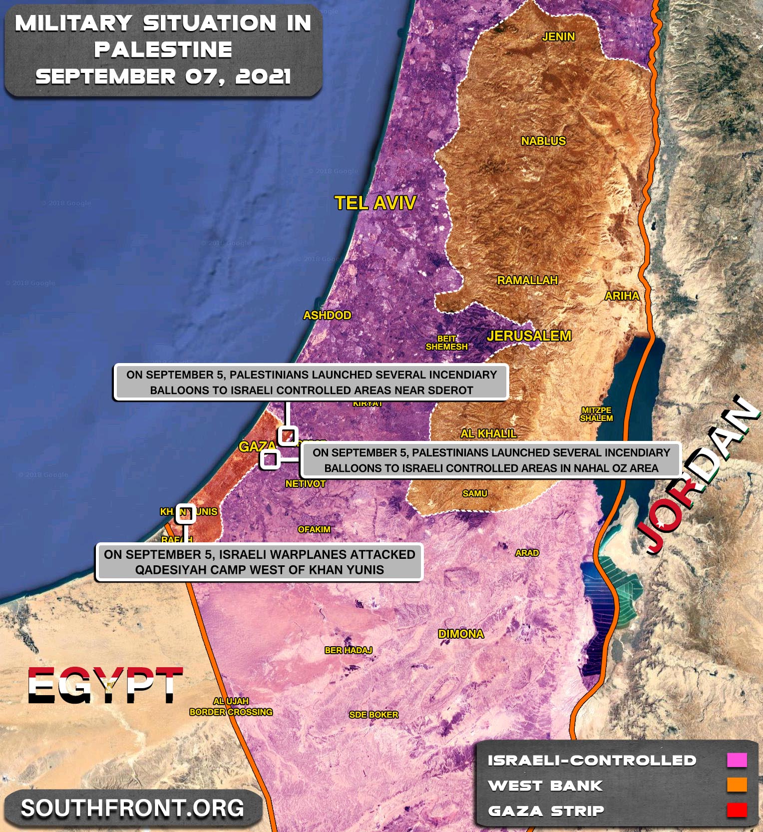 Military Situation In The West Bank and Gaza Strip On September 7, 2021 (Map Update)