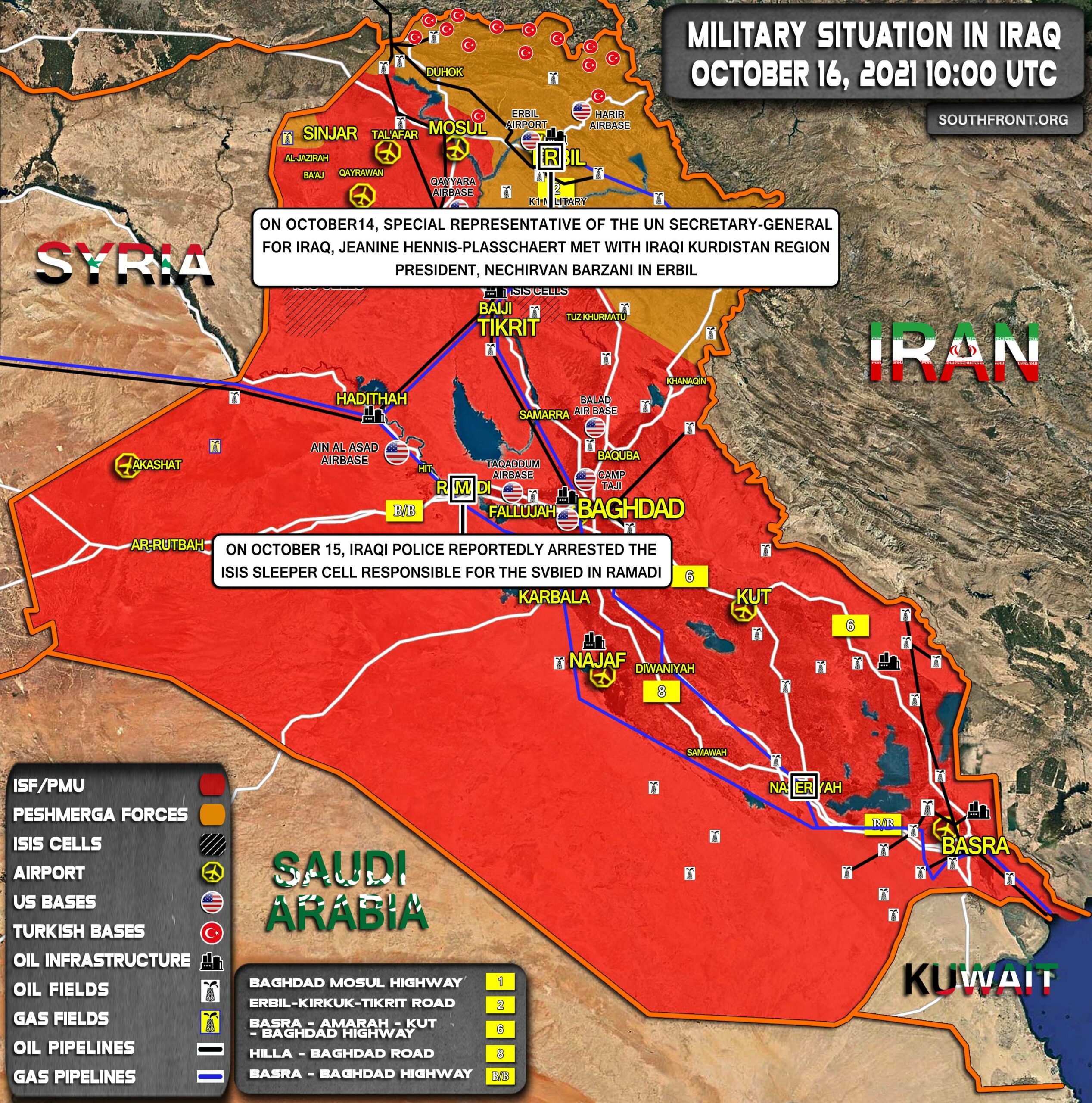 Military Situation In Iraq On October 16, 2021 (Map Update)