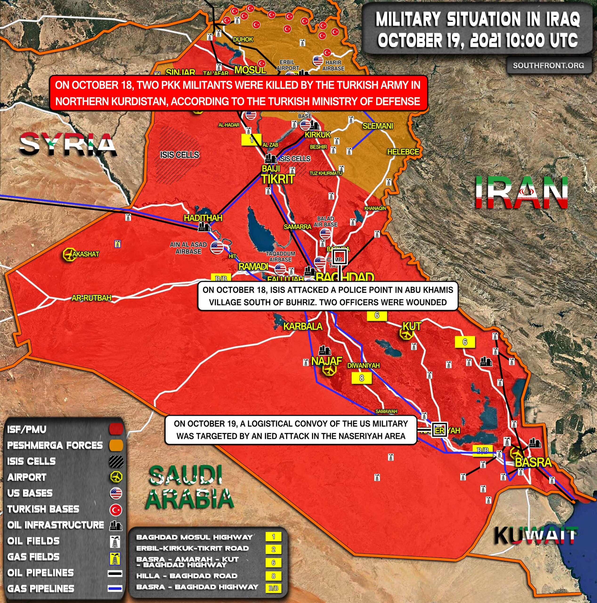 Military Situation In Iraq On October 19, 2021 (Map Update)