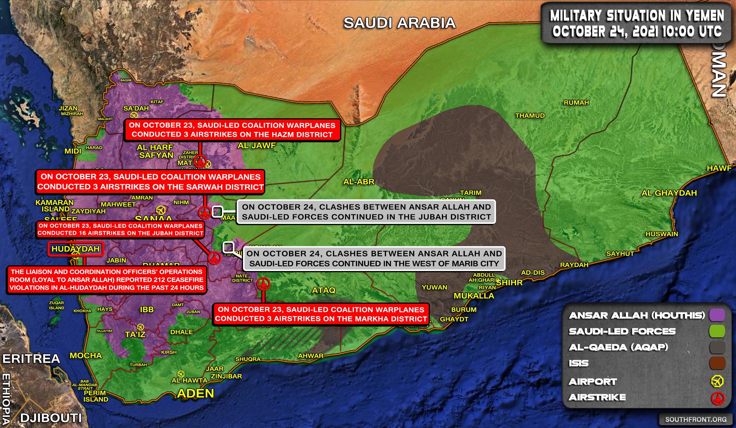 Military Situation In Yemen On October 24, 2021 (Map Update)