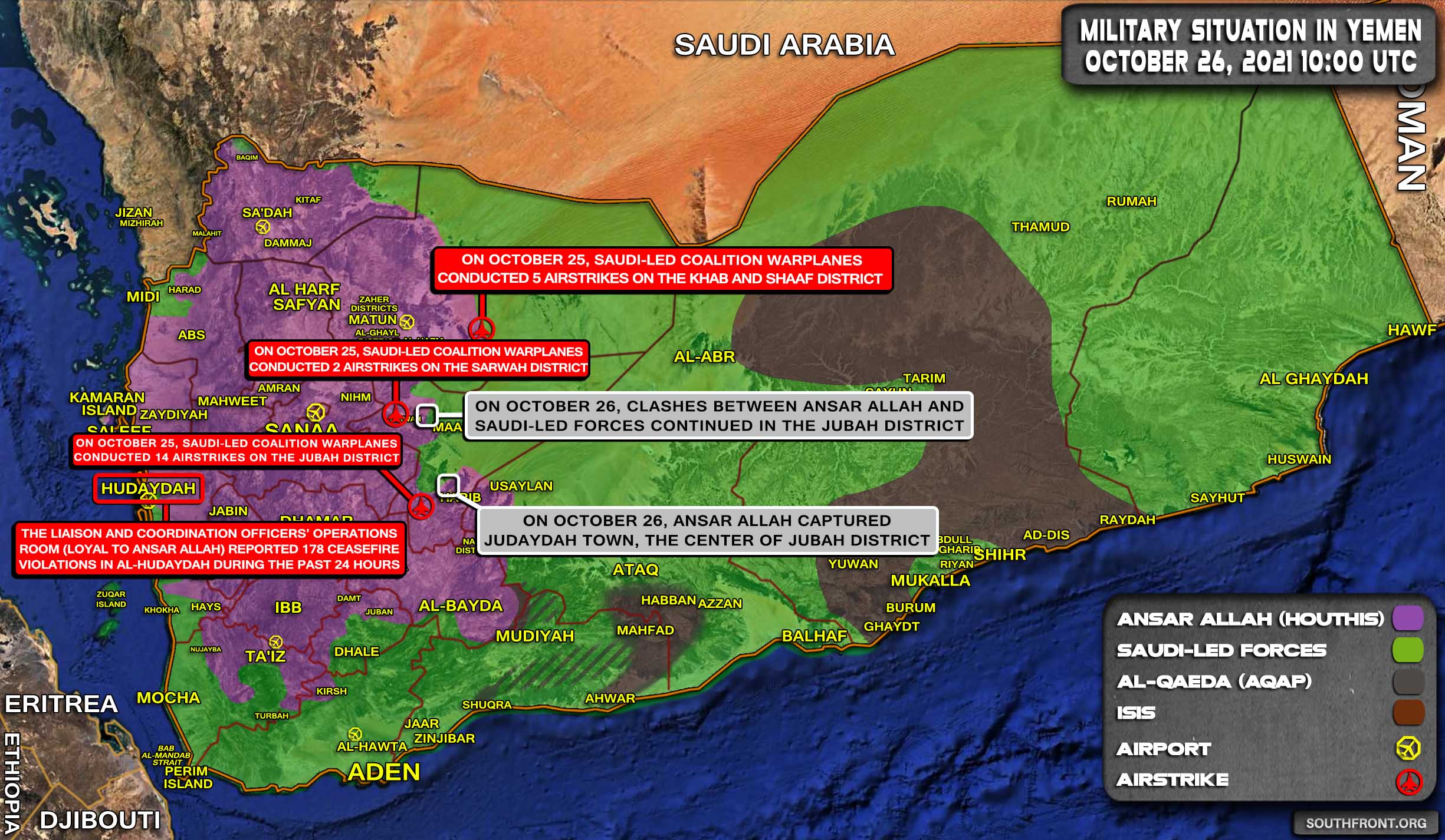 Military Situation In Yemen On October 26, 2021 (Map Update)