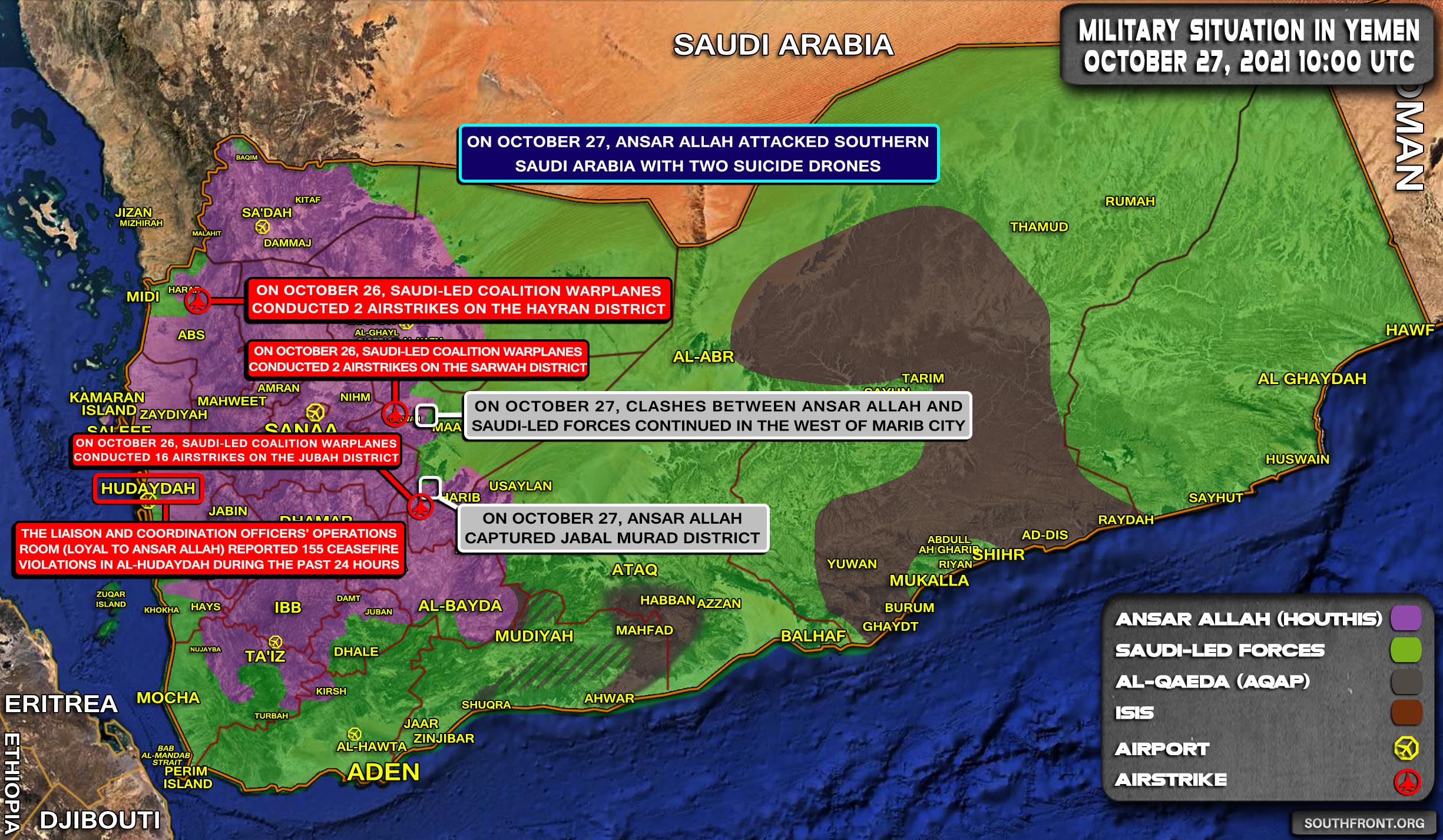 Military Situation In Yemen On October 27, 2021 (Map Update)