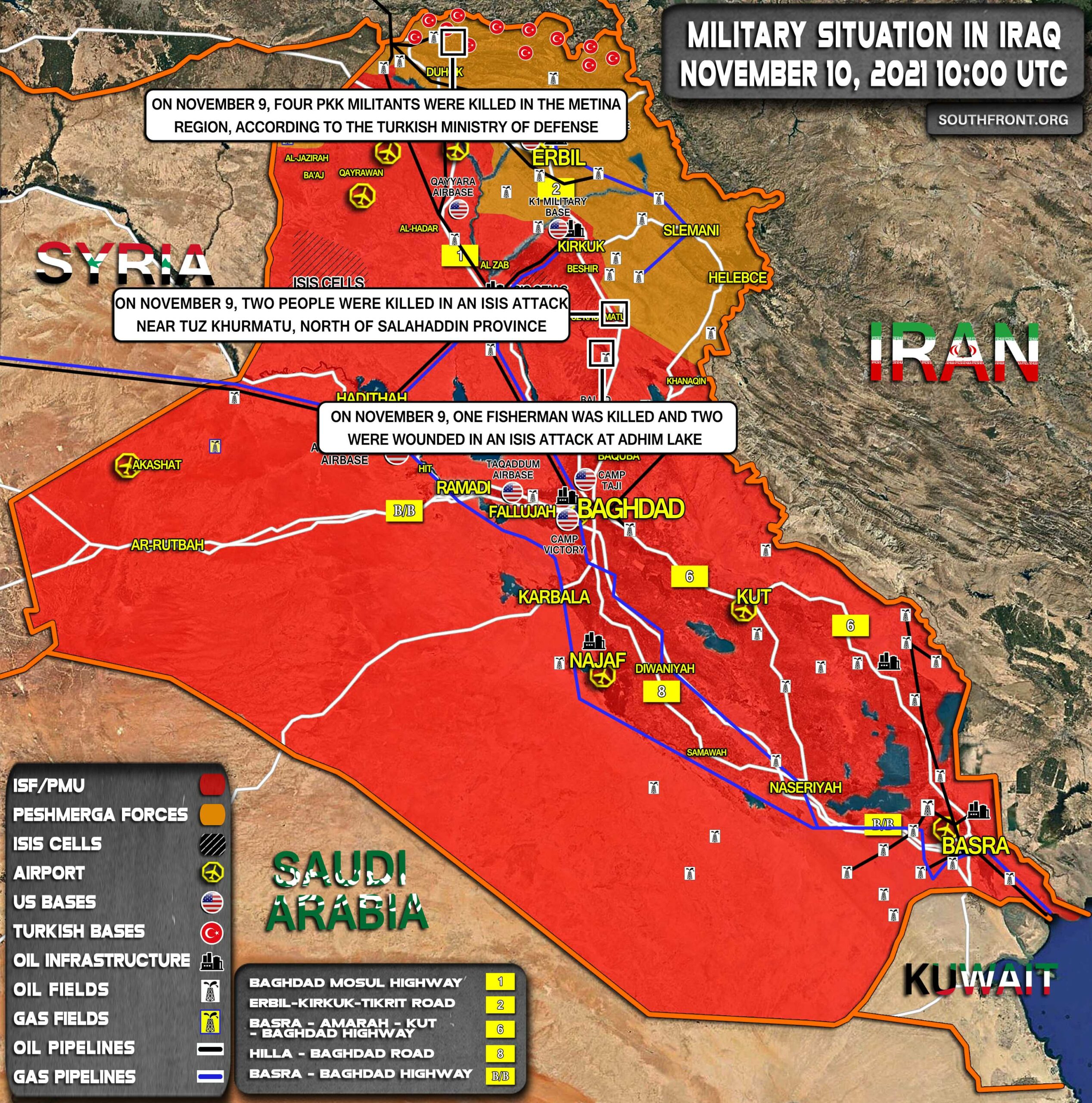 Military Situation In Iraq On November 10, 2021 (Map Update)