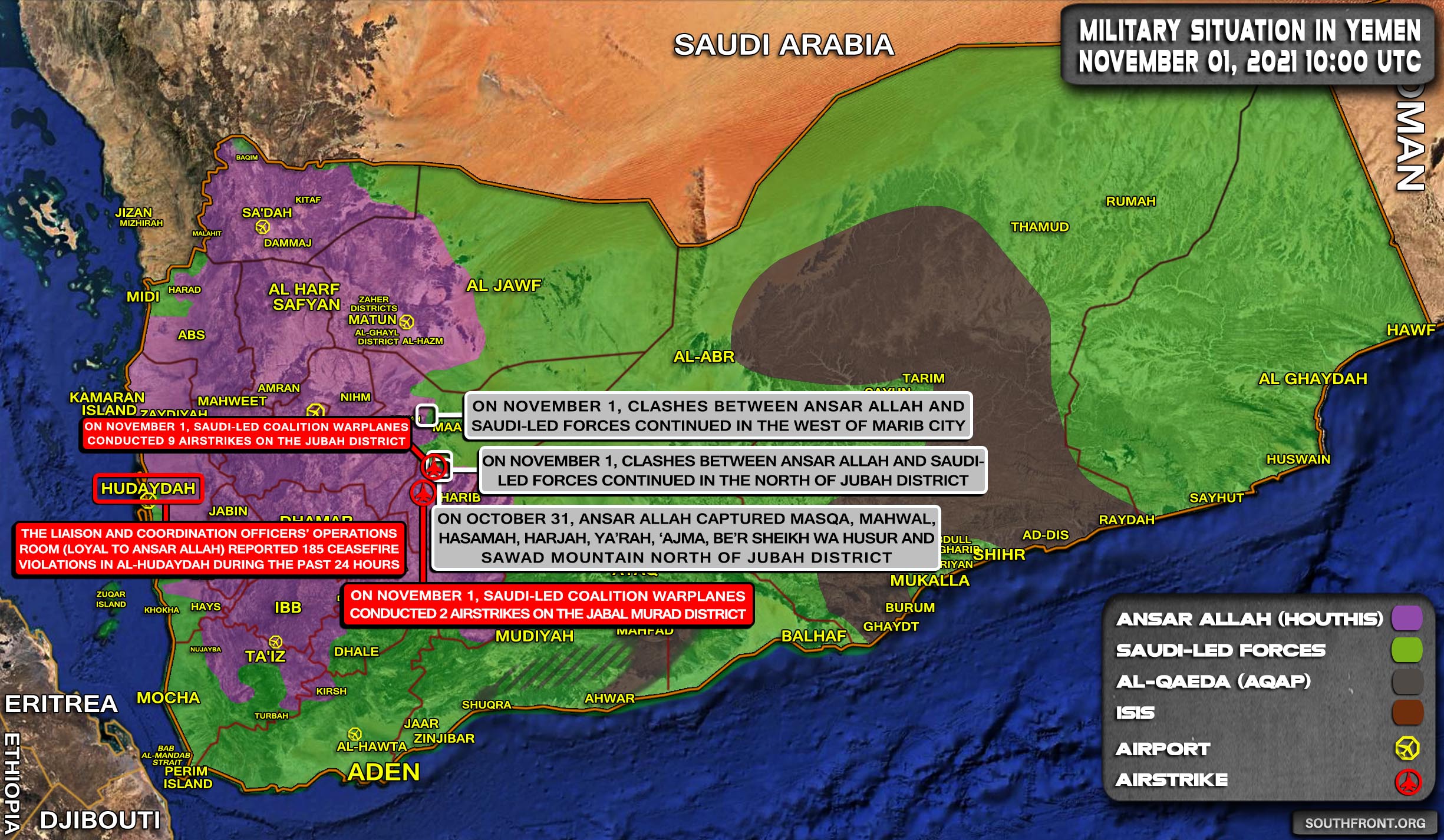 Military Situation In Yemen On November 1, 2021 (Map Update)