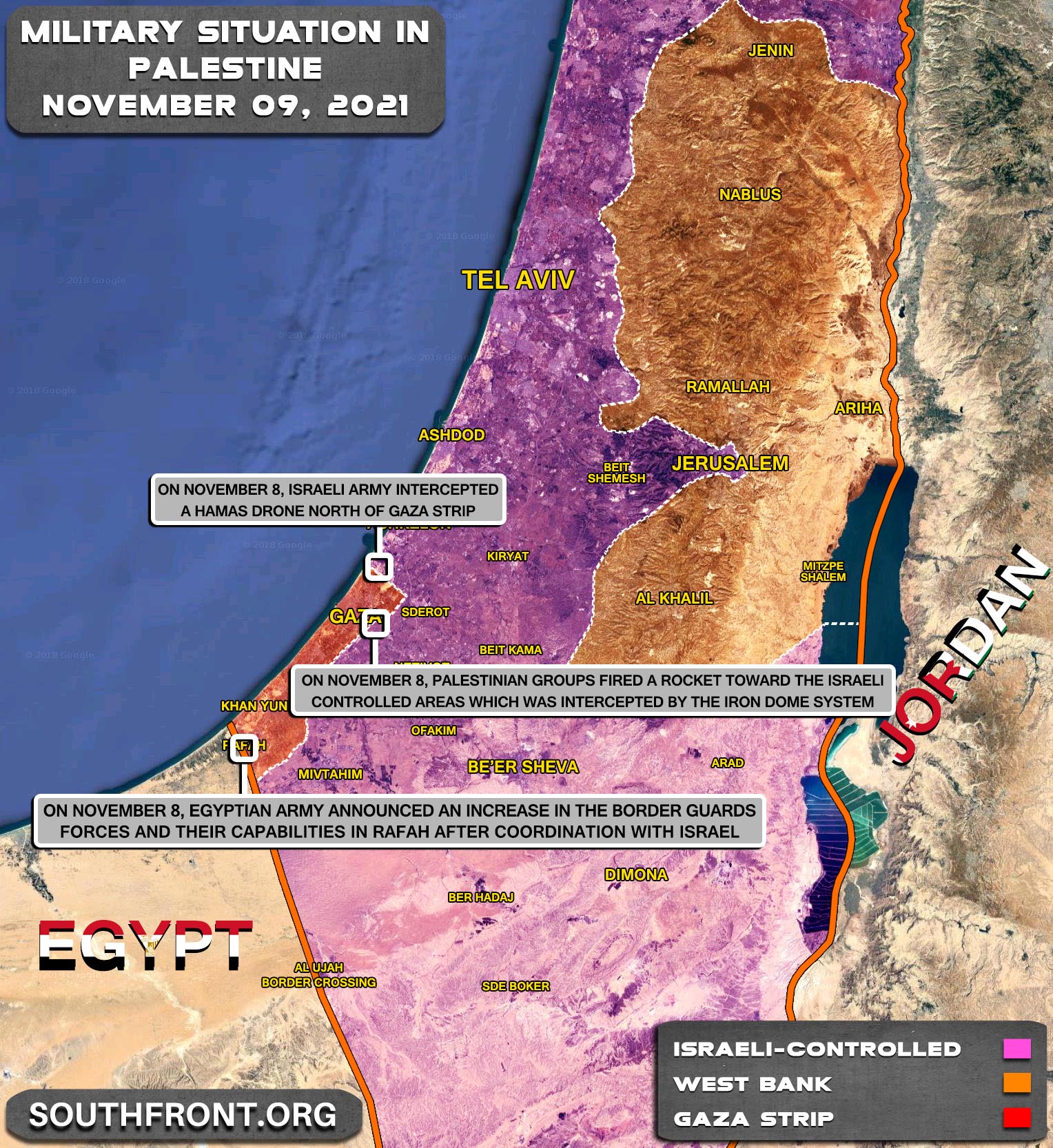 Military Situation In The West Bank and Gaza Strip On November 9, 2021 (Map Update)
