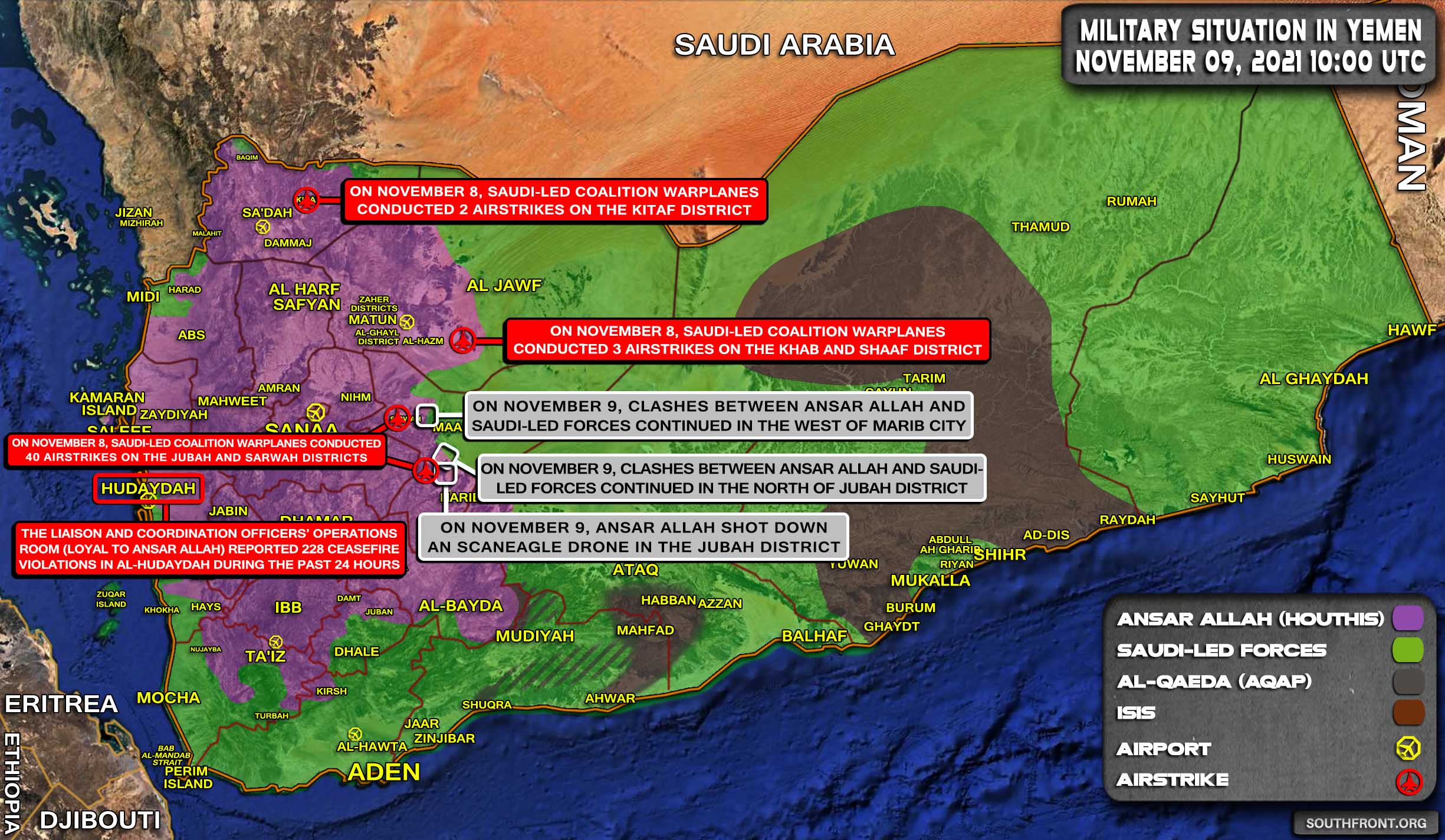 Military Situation In Yemen On November 9, 2021 (Map Update)