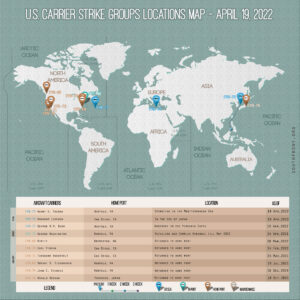 Locations Of US Carrier Strike Groups – April 19, 2022