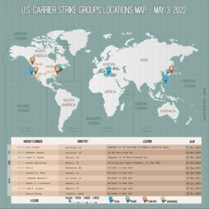 Locations Of US Carrier Strike Groups – May 3, 2022