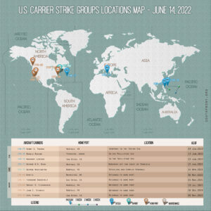 Locations Of US Carrier Strike Groups – June 14, 2022