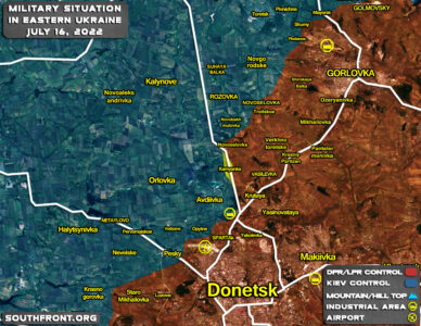 Military Situation In Eastern Ukraine, Avdeevka Region, On July 16, 2022 (Map Update)