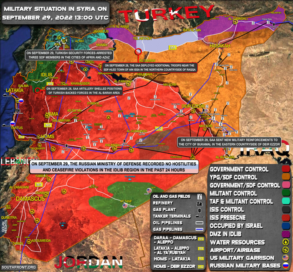Military Situation In Syria On September 29, 2022 (Map Update)
