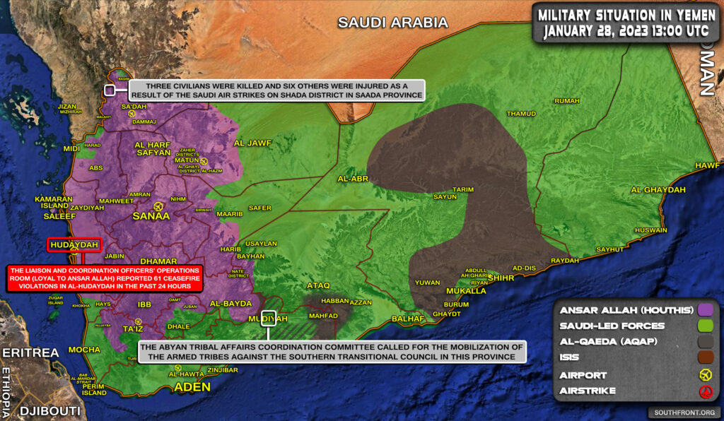 Military Situation In Yemen On January 28, 2023 (Map Update)