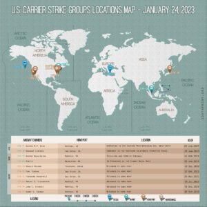 Locations Of US Carrier Strike Groups – January 24, 2023