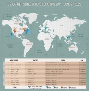 Locations Of US Carrier Strike Groups – June 27, 2023
