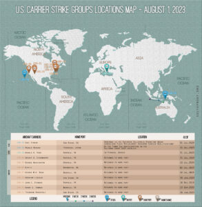 Locations Of US Carrier Strike Groups – August 1, 2023