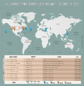 Locations Of US Carrier Strike Groups – October 24, 2023