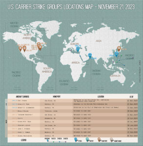 Locations Of US Carrier Strike Groups – November 21, 2023