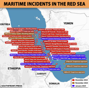 Maritime Incidents In The Red Sea From November 19, 2023 To January 9, 2024 (Map Update)