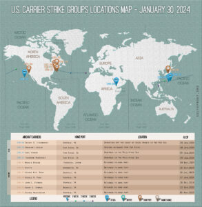 Locations Of US Carrier Strike Groups – January 30, 2024