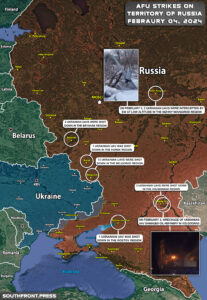 Ukrainian Drone Strikes In Russian Rear Regions On February 1-4, 2024 (Map Update)