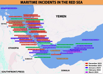 Houthi Attacks In Red Sea And Gulf Of Aden From November 19, 2023 To March 5, 2024 (Map Update)