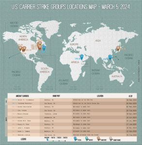 Locations Of US Carrier Strike Groups – March 5, 2024