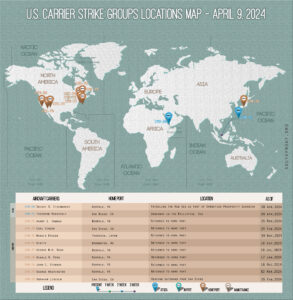 Locations Of US Carrier Strike Groups – April 9, 2024