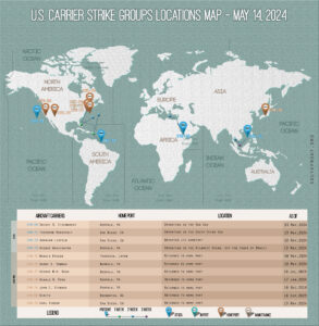 Locations Of US Carrier Strike Groups – May 14, 2024