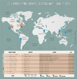 Locations Of US Carrier Strike Groups – June 11, 2024