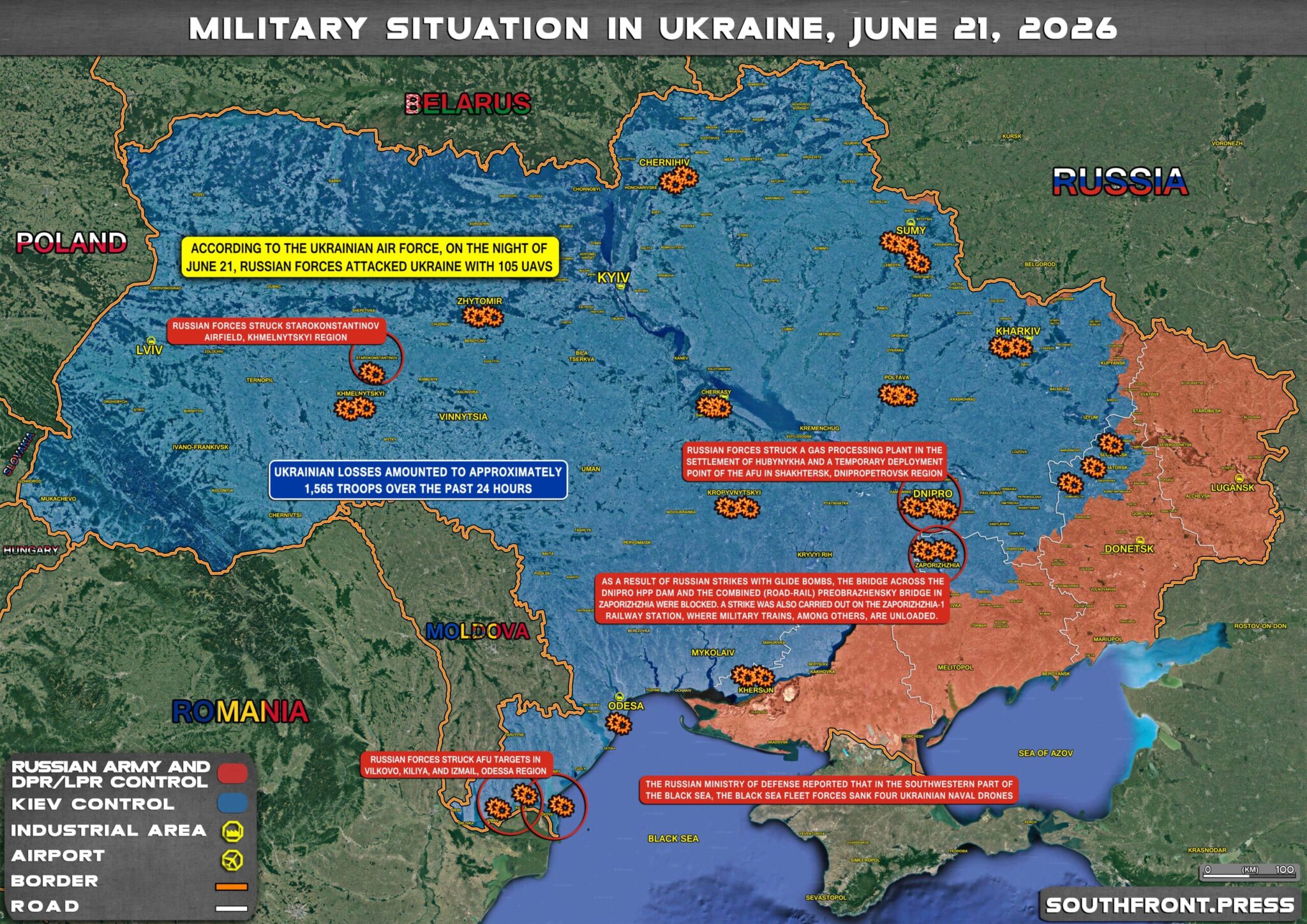 Ukrainian Attacks On Territory Of Russia And Military Situation In 21june2026 Ukraine Map 2048x1448 